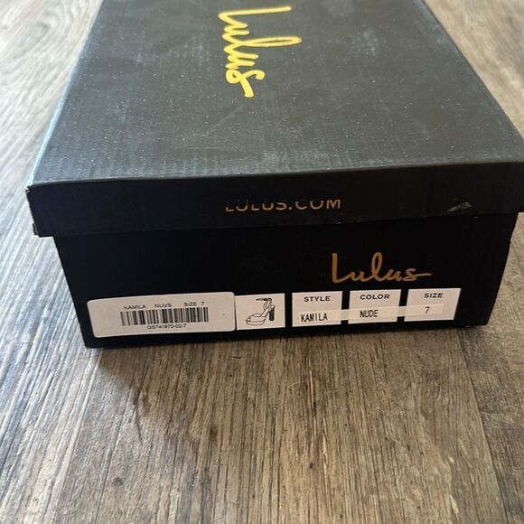 Lulus Kamila Light Nude Suede Platform Rhinestone Ankle Strap Heels Women's SZ 7 - Picture 6 of 6